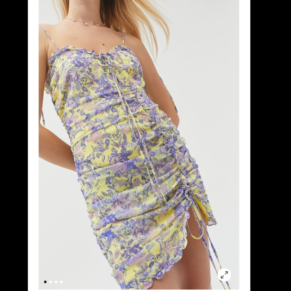 For Love & Lemons Maui Shirred Bodycon Mini Dress